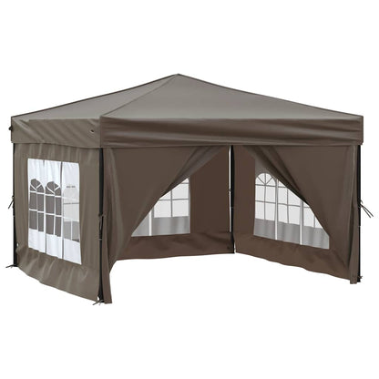Partyzelt Faltbar mit Seitenwänden Taupe 3x3 m
