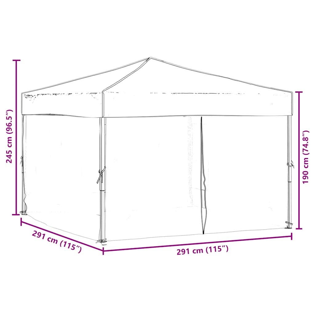 Partyzelt Faltbar mit Seitenwänden Taupe 3x3 m