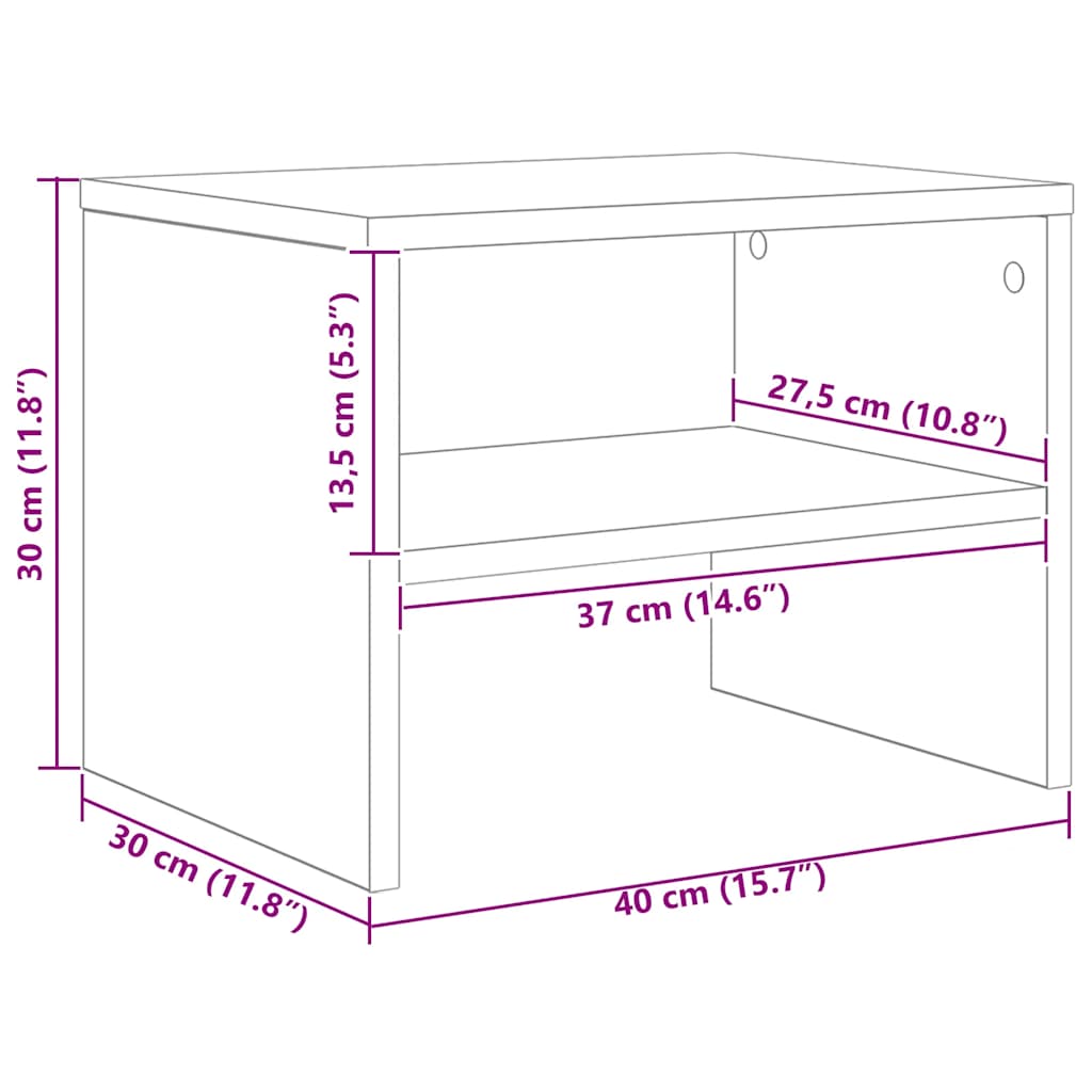 Nachttisch Grau Sonoma 40x30x30 cm Holzwerkstoff