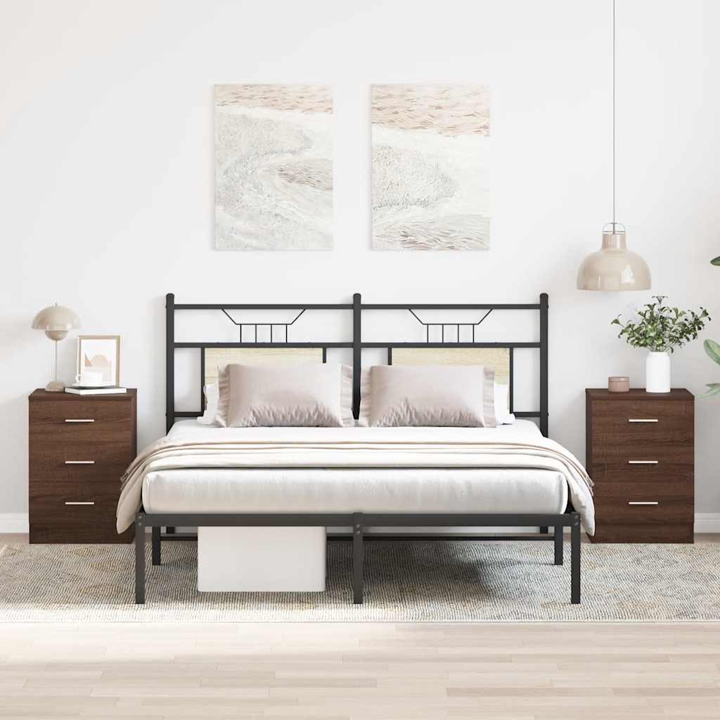 Nachttische 2 Stk. Braun Eichen-Optik 38x35x56 cm Holzwerkstoff