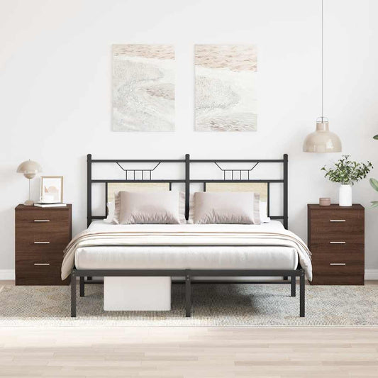 Nachttische 2 Stk. Braun Eichen-Optik 38x35x56 cm Holzwerkstoff