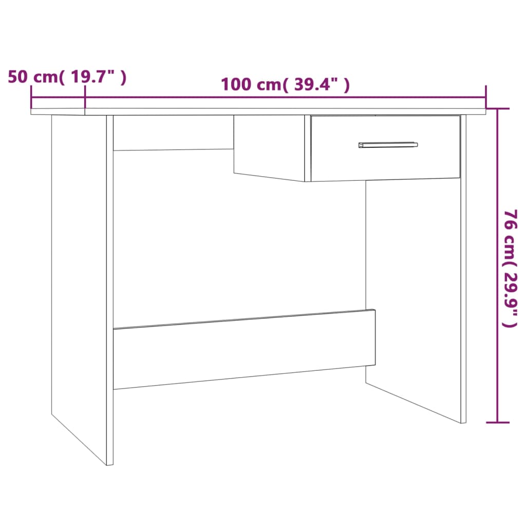 Schreibtisch Grau Sonoma 100x50x76 cm Holzwerkstoff