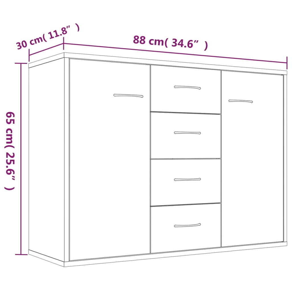 Sideboard Braun Eichen-Optik 88x30x65 cm Holzwerkstoff
