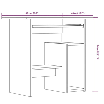 Schreibtisch Grau Sonoma 80x45x74 cm Holzwerkstoff