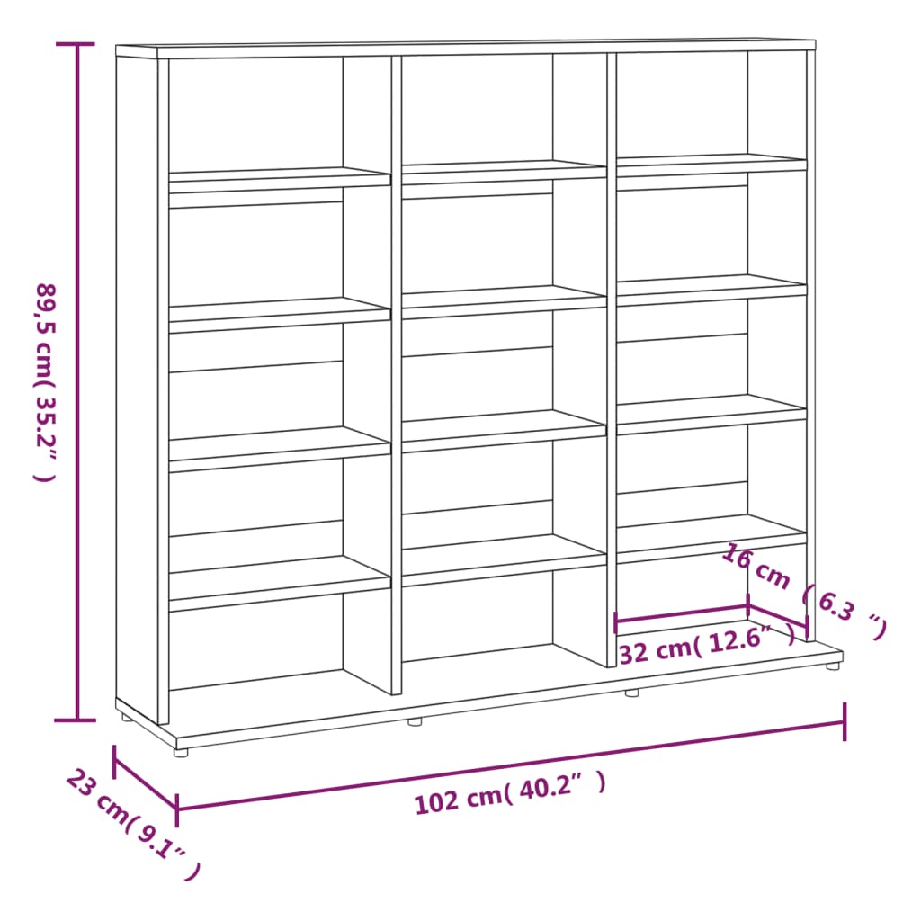 CD-Regal Räuchereiche 100x23x89,5 cm Holzwerkstoff