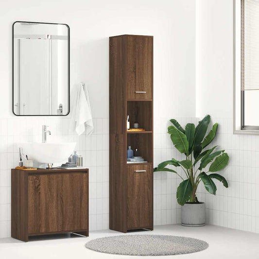 Badezimmerschrank Braun Eichen-Optik 30x30x183,5 cm