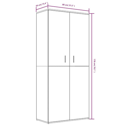 Schuhschrank Grau Sonoma 80x39x178 cm Holzwerkstoff