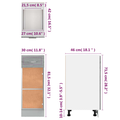 Unterschrank mit Schublade Lyon Grau Sonoma 30x46x81,5 cm