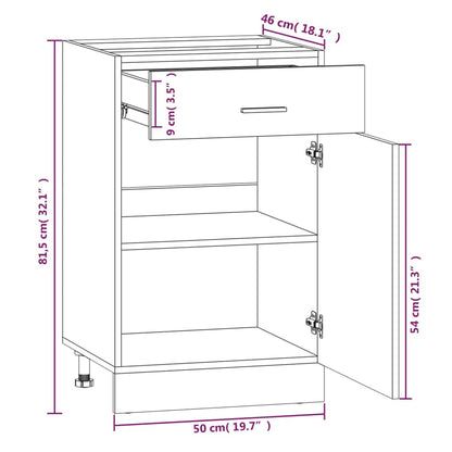 Unterschrank mit Schublade Lyon Räuchereiche 50x46x81,5 cm