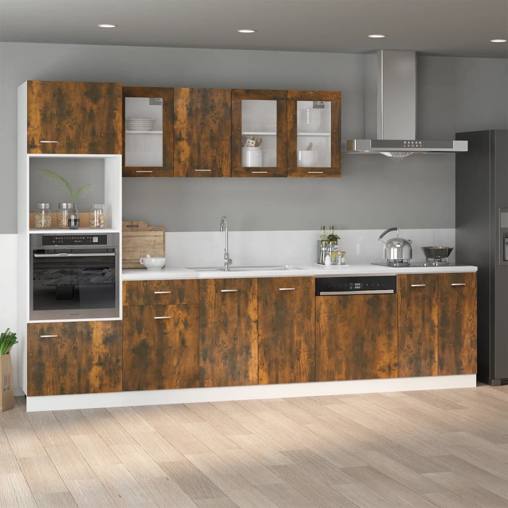 Mikrowellenumbauschrank Lyon Räuchereiche 60x57x207 cm Holzwerkstoff