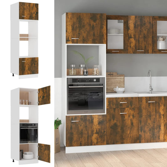 Mikroovnsskab Røget Eg 60x57x207 cm Træ Materiale