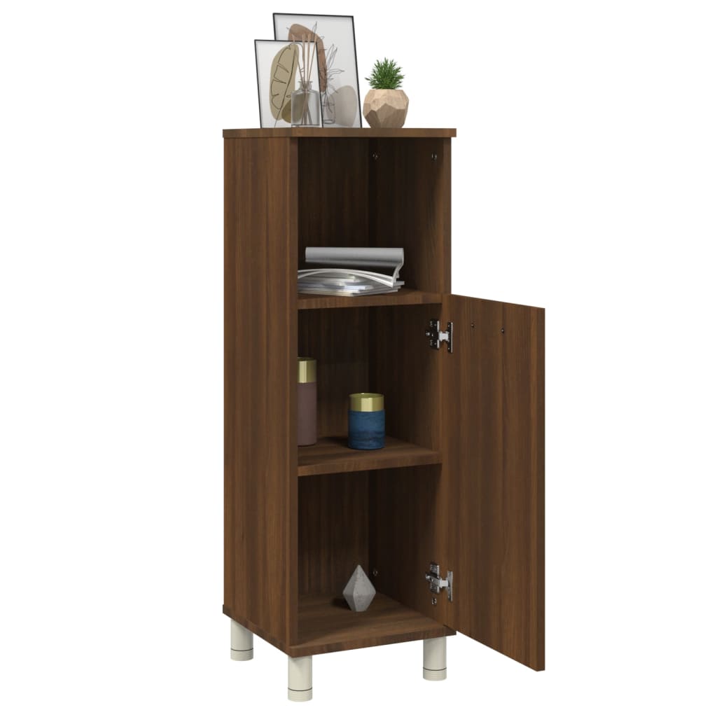 Badeværelsesskab Brun Eg Look 30x30x95 cm Træmateriale