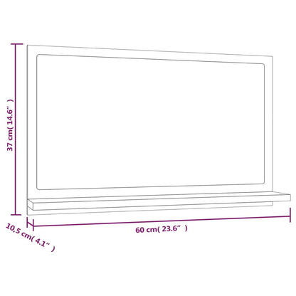 Badspiegel Braun Eichen-Optik 60x10,5x37 cm Holzwerkstoff