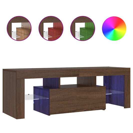 TV-Schrank mit LED-Leuchten Braun Eichen-Optik 120x35x40 cm
