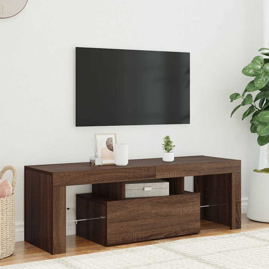 TV-Schrank mit LED-Leuchten Braun Eichen-Optik 120x35x40 cm