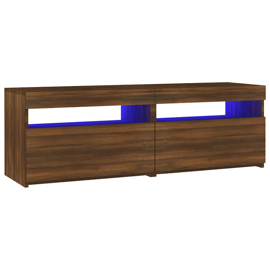 TV-Schrank mit LED-Leuchten Braun Eichen-Optik 120x35x40 cm