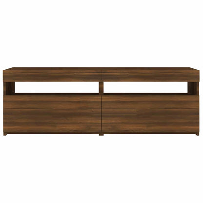 TV-Schrank mit LED-Leuchten Braun Eichen-Optik 120x35x40 cm