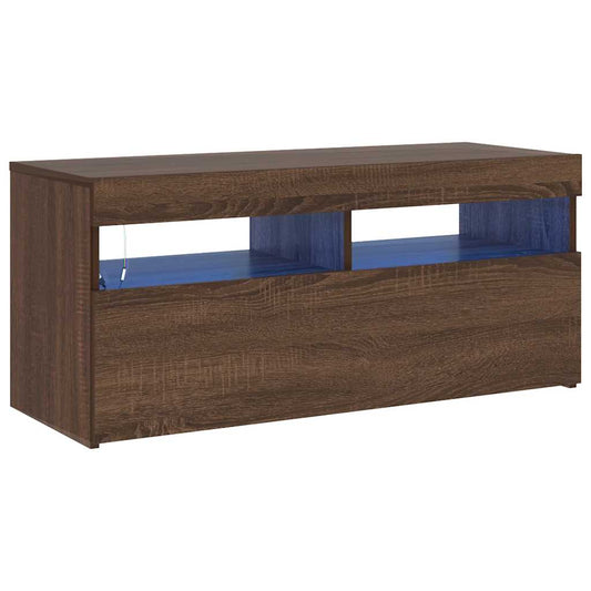 TV-Schrank mit LED-Leuchten Braun Eichen-Optik 90x35x40 cm