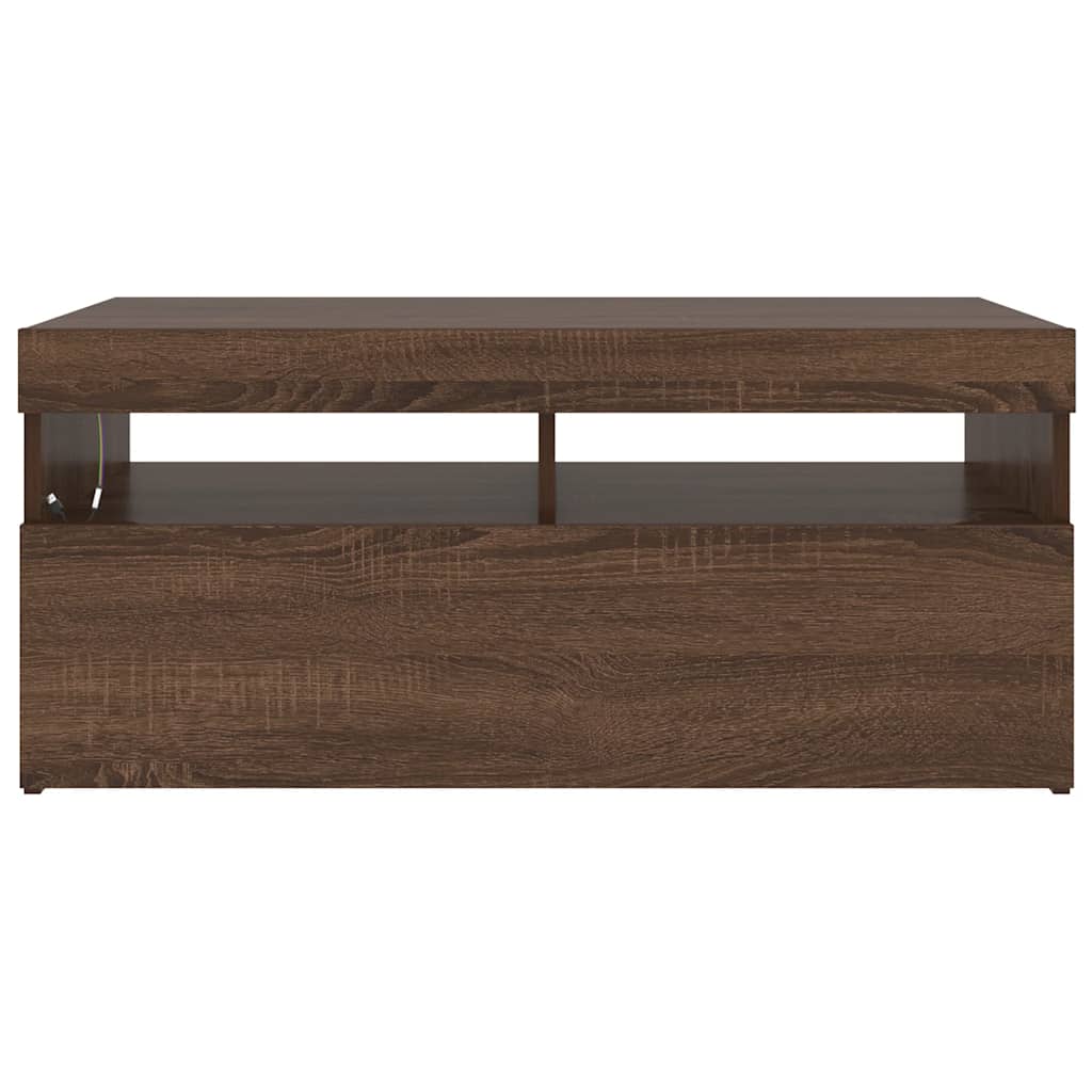 TV-Schrank mit LED-Leuchten Braun Eichen-Optik 90x35x40 cm