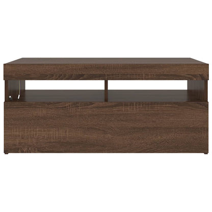 TV-Schrank mit LED-Leuchten Braun Eichen-Optik 90x35x40 cm