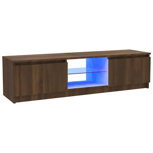 TV-Schrank mit LED-Leuchten Braun Eichen-Optik 120x30x36 cm
