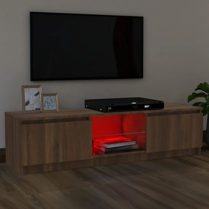 TV-Schrank mit LED-Leuchten Braun Eichen-Optik 120x30x36 cm