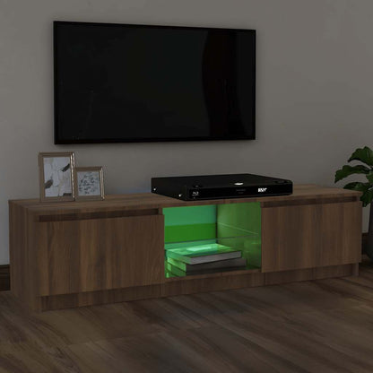 TV-Schrank mit LED-Leuchten Braun Eichen-Optik 120x30x36 cm