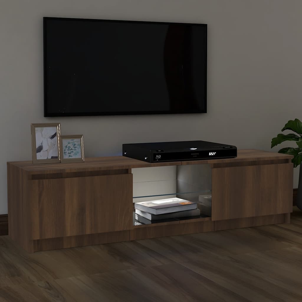 TV-Schrank mit LED-Leuchten Braun Eichen-Optik 120x30x36 cm