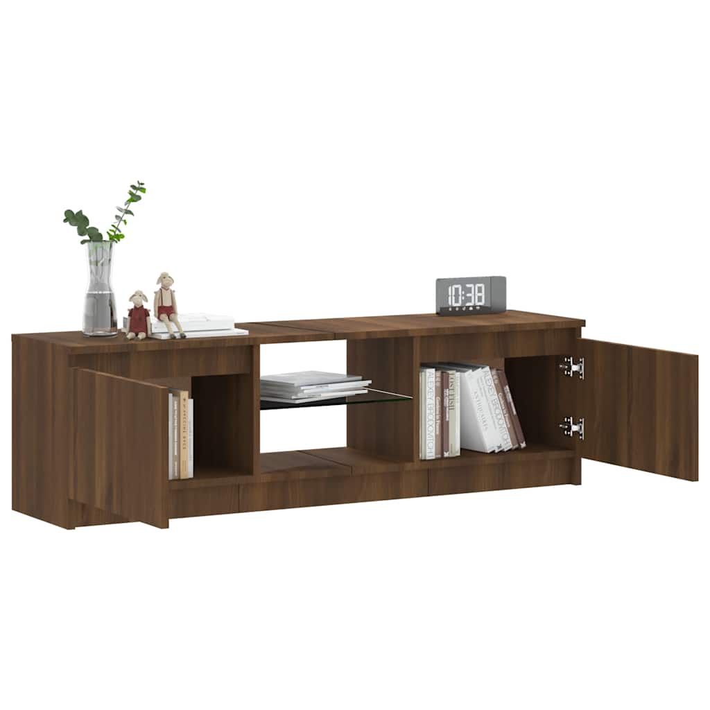 TV-Schrank mit LED-Leuchten Braun Eichen-Optik 120x30x36 cm