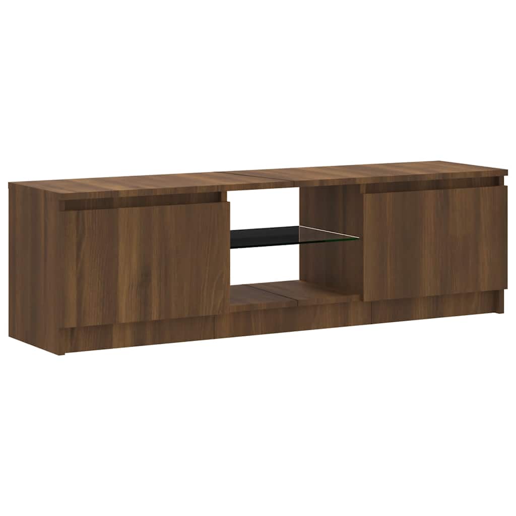 TV-Schrank mit LED-Leuchten Braun Eichen-Optik 120x30x36 cm