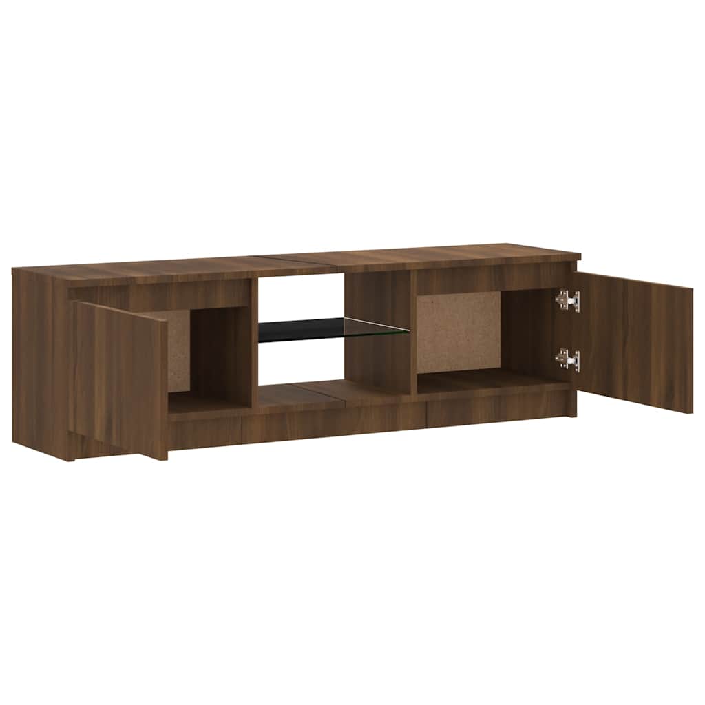 TV-Schrank mit LED-Leuchten Braun Eichen-Optik 120x30x36 cm