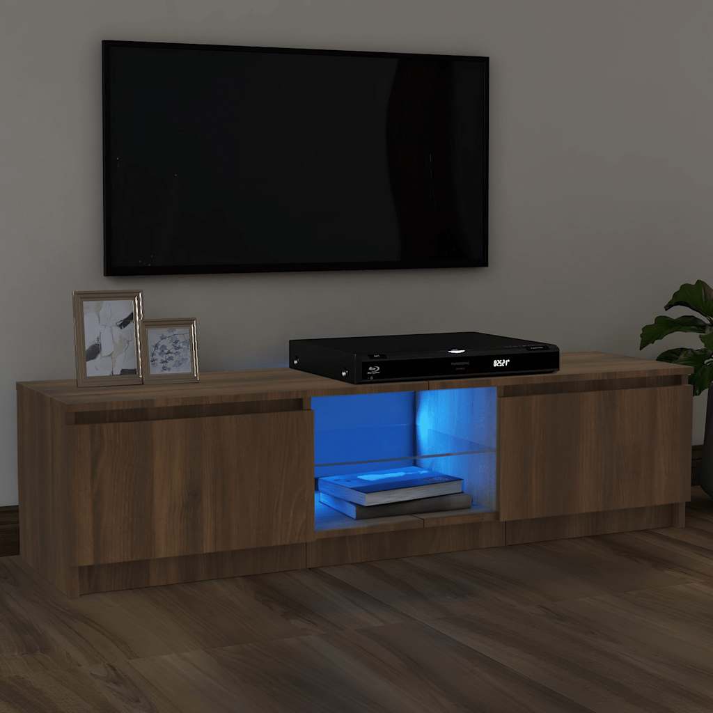 TV-Schrank mit LED-Leuchten Braun Eichen-Optik 120x30x36 cm