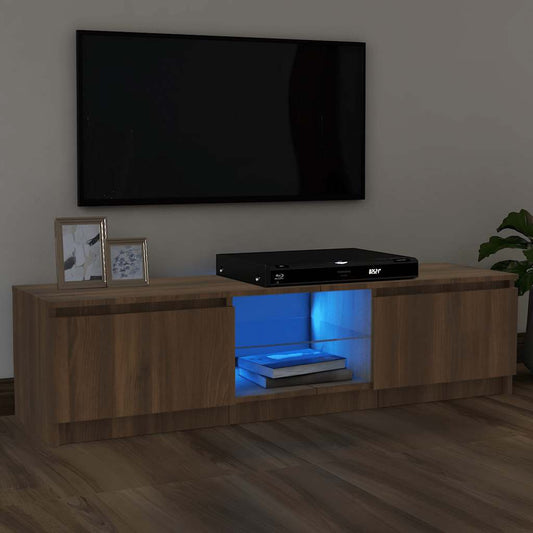 TV-Schrank mit LED-Leuchten Braun Eichen-Optik 120x30x36 cm