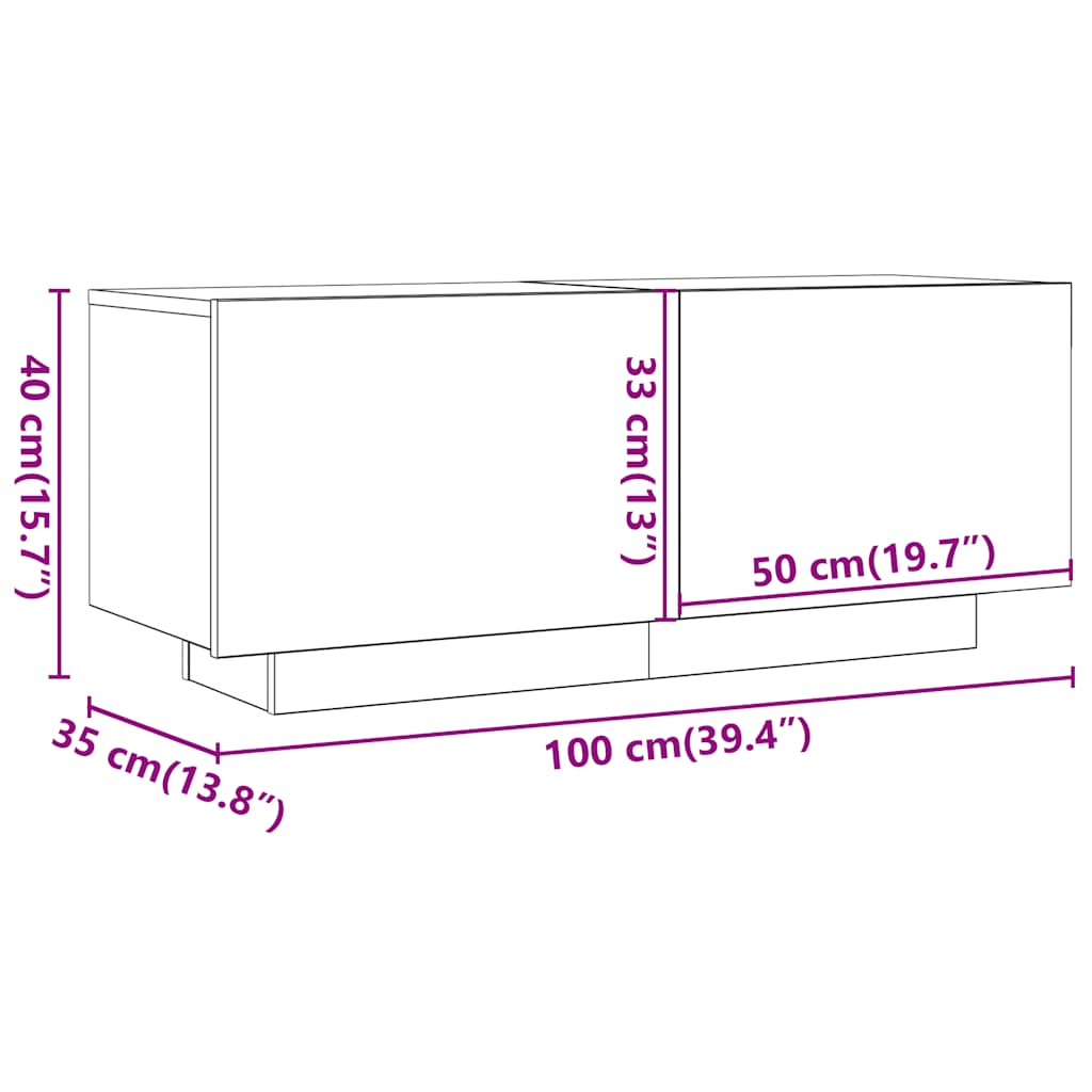 TV-Schrank Braun Eichen-Optik 100x35x40 cm Holzwerkstoff