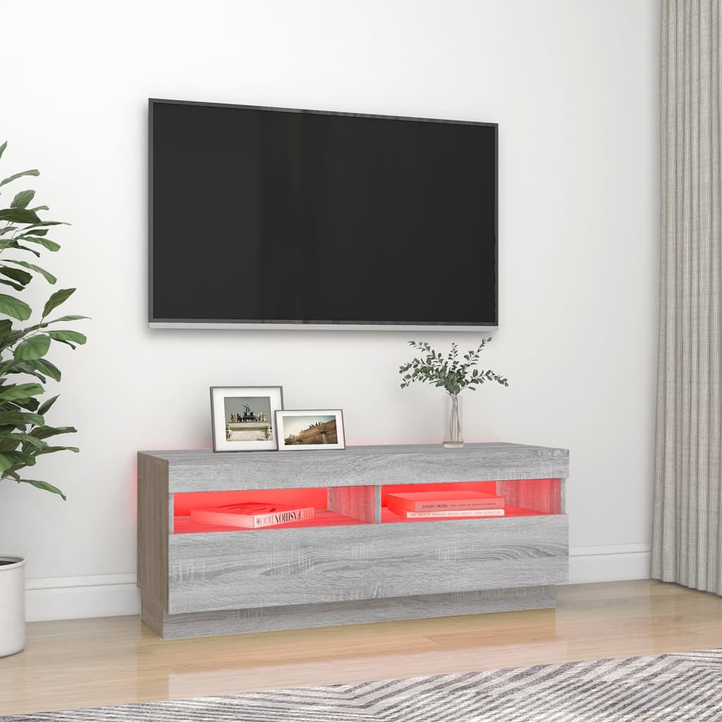 TV-skab med LED-lys Grå Sonoma 100x35x40 cm