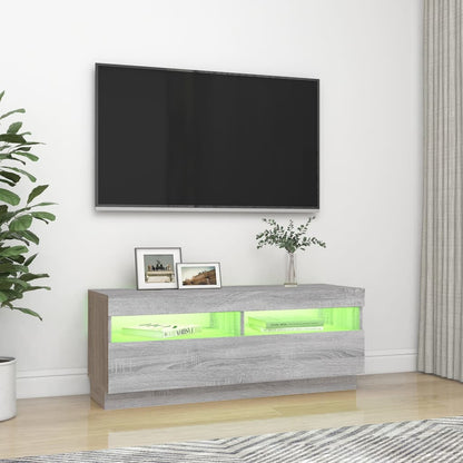 TV-skab med LED-lys Grå Sonoma 100x35x40 cm