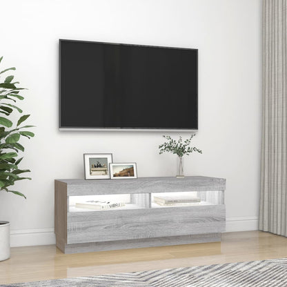 TV-skab med LED-lys Grå Sonoma 100x35x40 cm