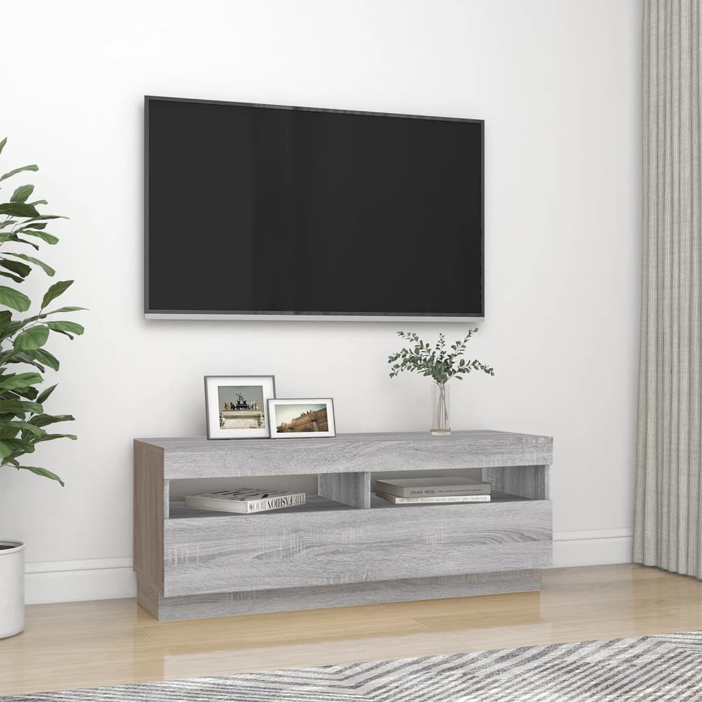 TV-skab med LED-lys Grå Sonoma 100x35x40 cm