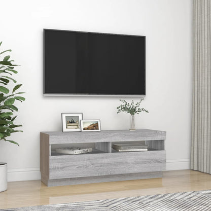 TV-skab med LED-lys Grå Sonoma 100x35x40 cm