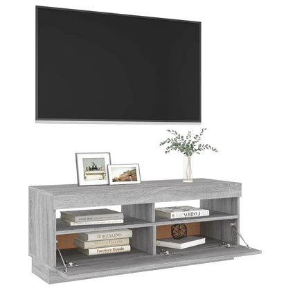 TV-skab med LED-lys Grå Sonoma 100x35x40 cm