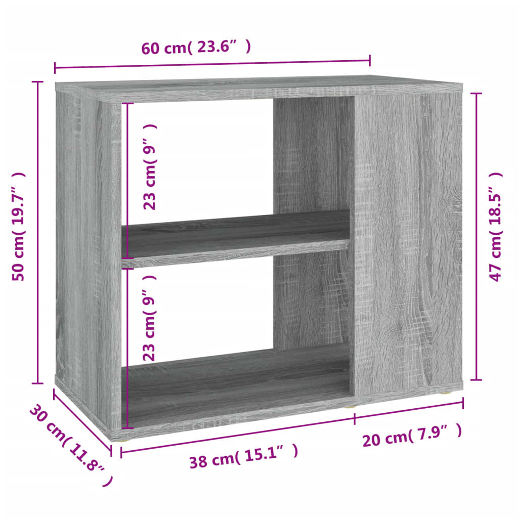Sidebord gråt Sonoma 60x30x50 cm træmateriale