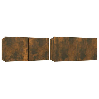 TV-Wandschränke 2 Stk. Räuchereiche 60x30x30 cm