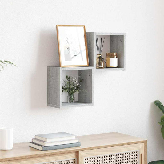 Wandregale 2 pcs Grau 26 x 15 x 26 cm Holzwerkstoff