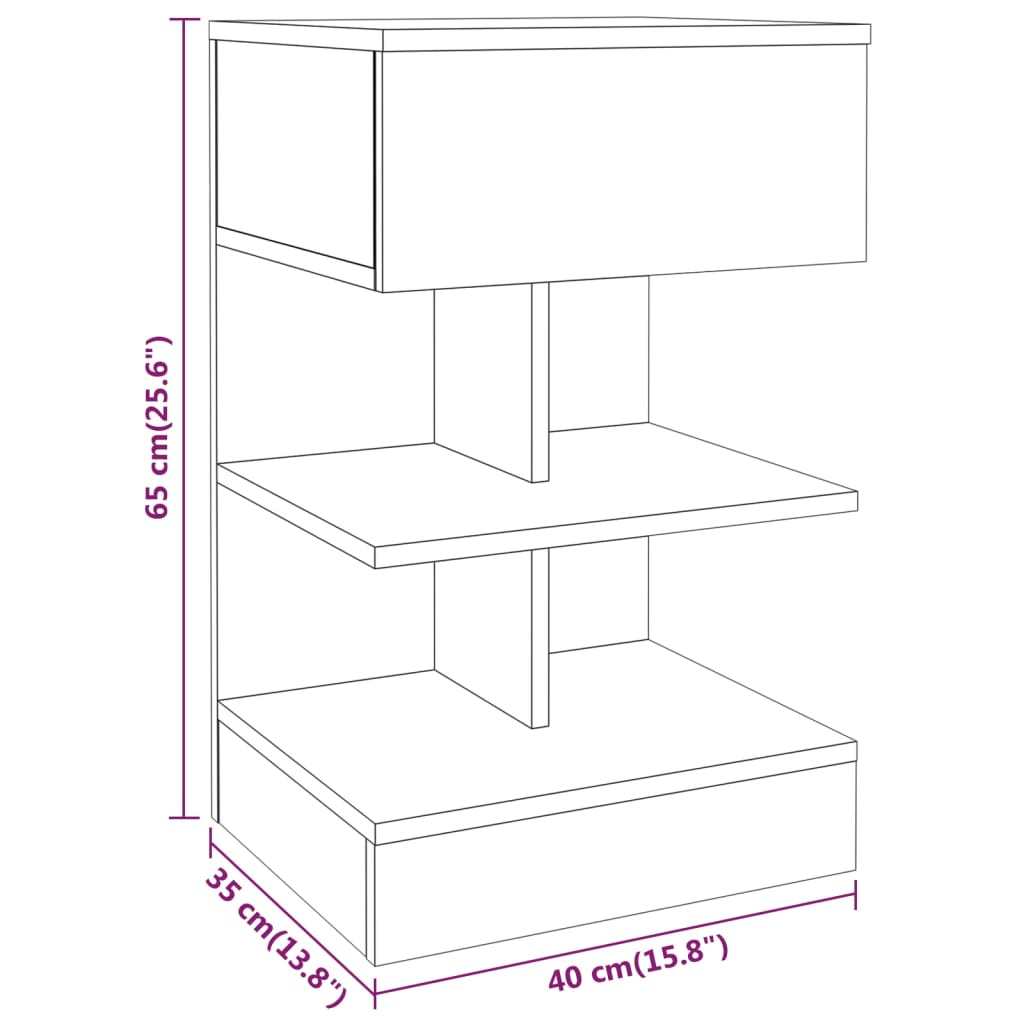 Nachttische 2 Stk. Grau Sonoma 40x35x65 cm Holzwerkstoff