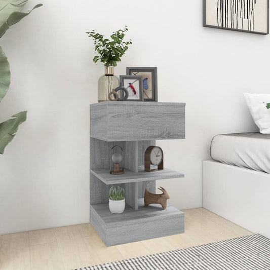Nachttische 2 Stk. Grau Sonoma 40x35x65 cm Holzwerkstoff