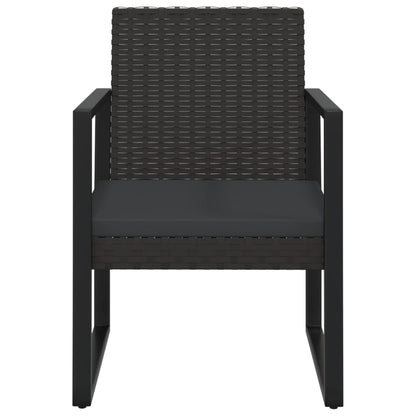 4-tlg. Garten-Lounge-Set mit Kissen Schwarz Poly Rattan