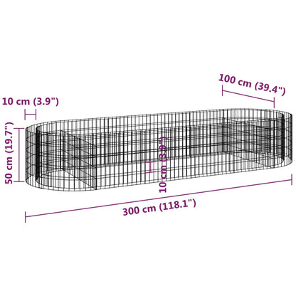 Gabionen-Hochbeet Verzinktes Eisen 300x100x50 cm