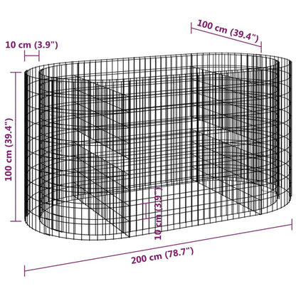 Gabionen-Hochbeet Verzinktes Eisen 200x100x100 cm