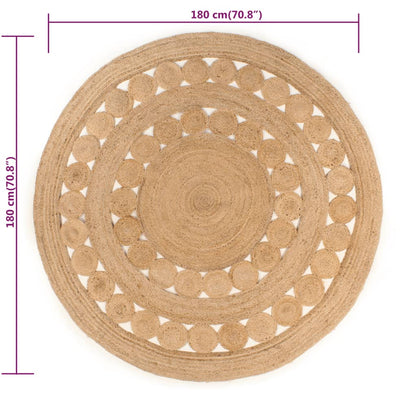 Teppich Geflochten Jute 180 cm Rund