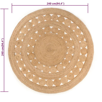 Teppich Geflochten Jute 240 cm Rund